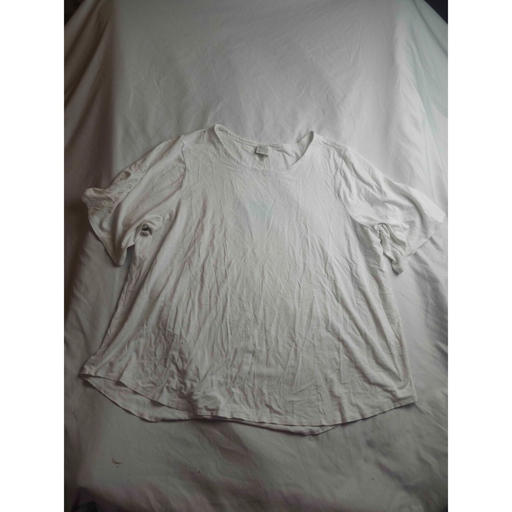 Cupio Curvy‎ T-Shirt Womens Size 2XW White Jersey Classic Short Sleeve Minimal
